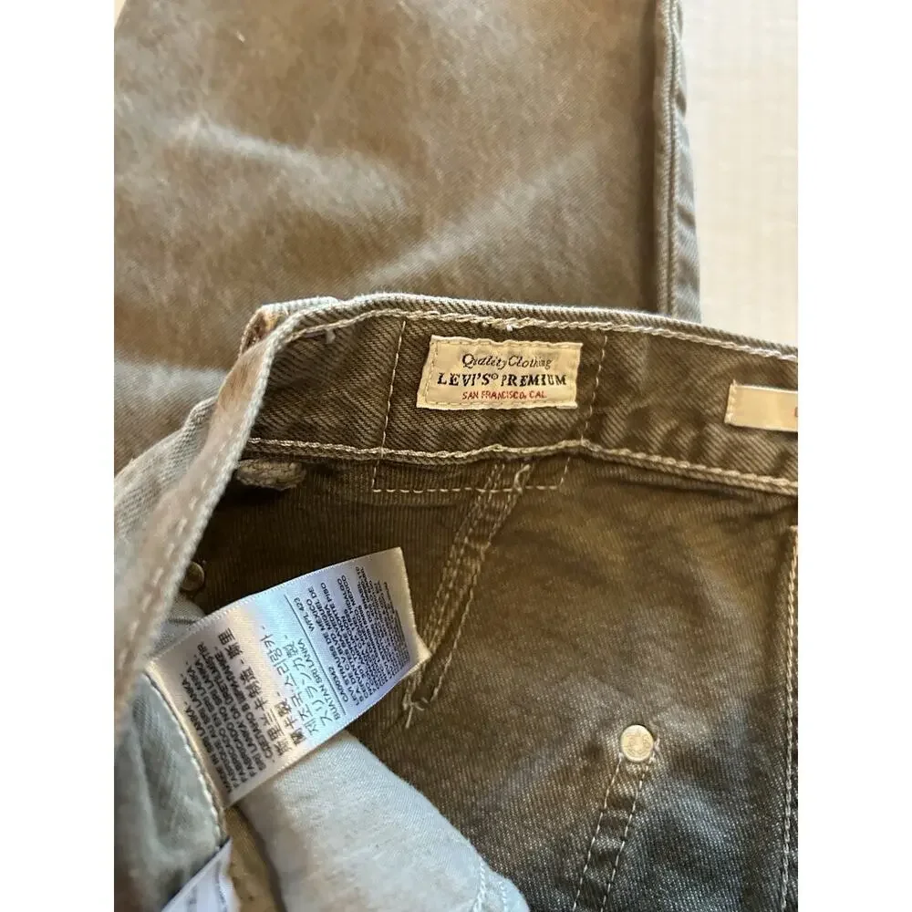 Levis Dad Utility Carpenter Jean Women Sz 24x30 Brown Denim Premium Big E